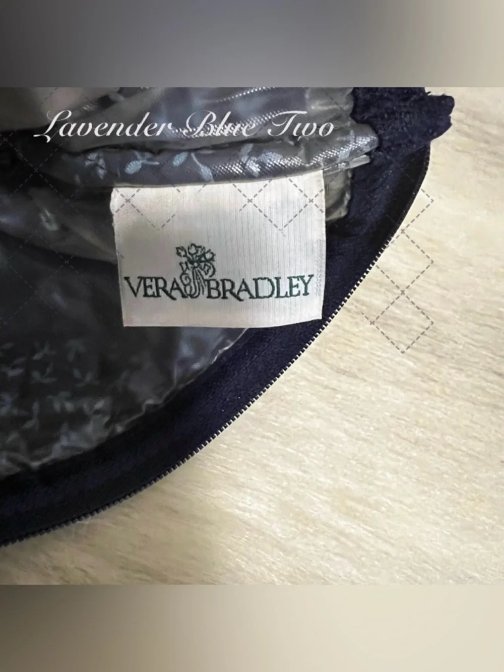 Vintage VERA BRADLEY Indigo 1997Cosmetic Case Blue White Medallions Zip Top USA